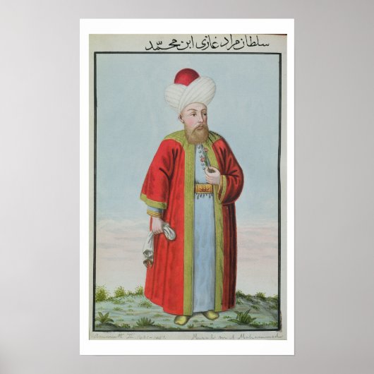 Amurath (Murad) II (1404-51) Sultan 1421-51, van Poster (Voorkant)