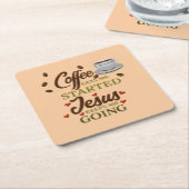 Amusant, Coffee laat me beginnen, Jezus houdt me.. Kartonnen Onderzetters (Schuin)
