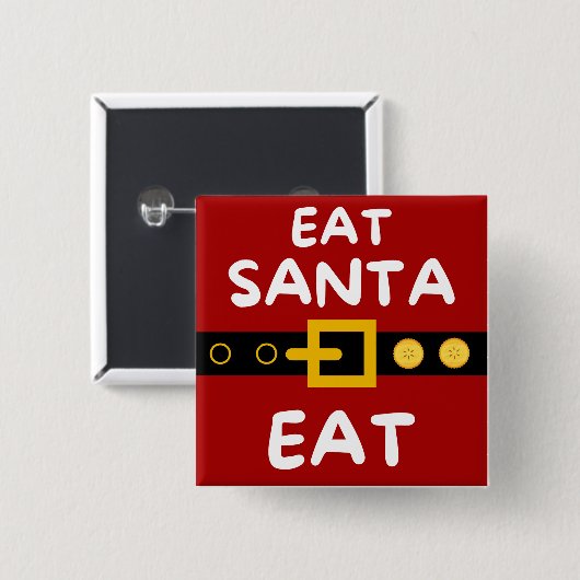Amusant eet Santa Eat Vierkante Button 5,1 Cm (Voorkant /achterkant)