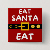Amusant eet Santa Eat Vierkante Button 5,1 Cm (Voorkant)