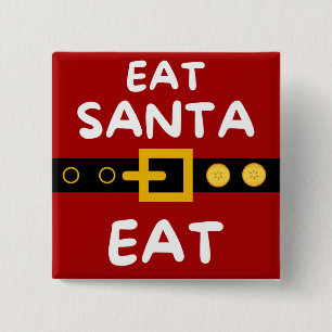 Amusant eet Santa Eat Vierkante Button 5,1 Cm