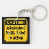 Amusante autonome mobiele robot in actie sleutelhanger (Achterkant)