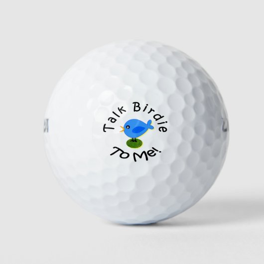 Amusante Blauwe Vogel "Talk Birdie To Me" Golf Bal (Voorkant)