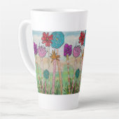 Amusante bloemen en stengels latte mok (Linkerhoek)