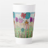 Amusante bloemen en stengels latte mok (Voorkant)