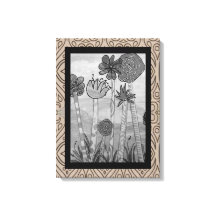 Amusante bloemen en stengels zwart-wit