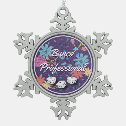 Amusante en grappige Floral Bunco Professional Tin Sneeuwvlok Ornament (Voorkant)