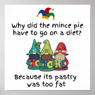 Amusante Fat Mince Pie Joke Poster