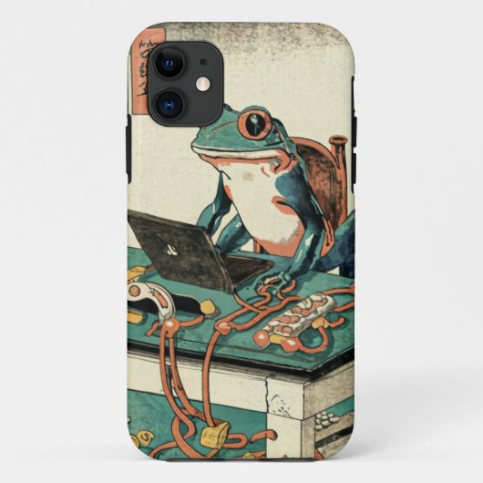 Amusante kikker werkt aan computer | Grappige kikk Case-Mate iPhone Case (Achterkant)