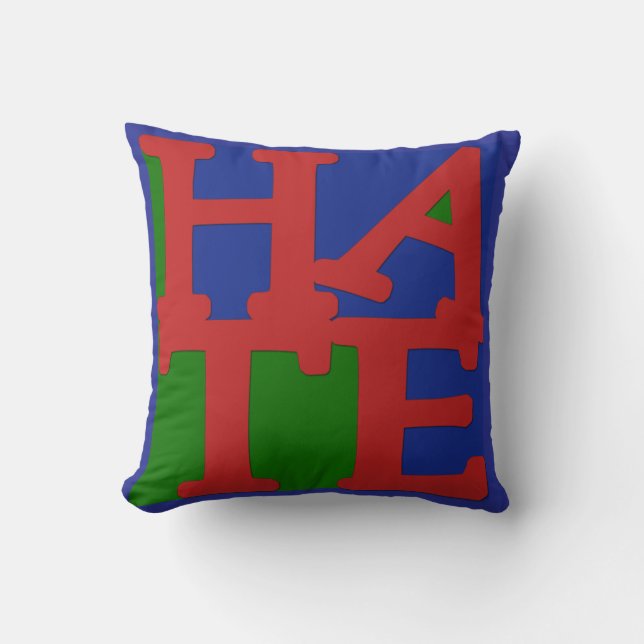 Amusante Pop Art Pillow "HATE" Kussen (Voorkant)