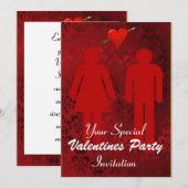 Amusante Red Valentijnsdag Party Kaart (Voorkant / Achterkant)