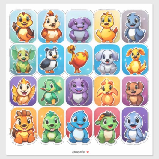 Amusante set van cartoon dierlijke stickers (Vel)