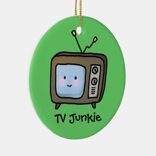 Amusement Cute Retro TV Junkie Doodle Keramisch Ornament (Rechts)