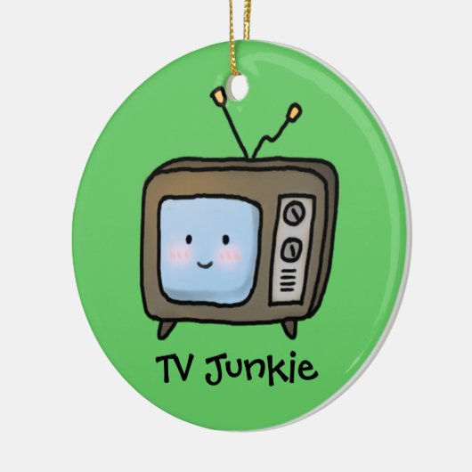 Amusement Cute Retro TV Junkie Doodle Keramisch Ornament (Links)