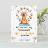 Amusement Park Birthday Invitation Kaart (Staand voorkant)