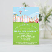 Amusement Park Birthday Party Invitation Kaart (Staand voorkant)