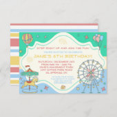 Amusement Park Birthday Party Invitation Kaart (Voorkant / Achterkant)