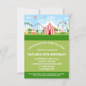 Amusement Park Birthday Party Invitation Kaart (Voorkant)
