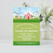 Amusement Park Birthday Party Invitation Kaart (Staand voorkant)