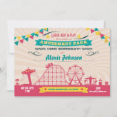 Amusement Park Funfair Carnival Birthday Invite Kaart (Voorkant)