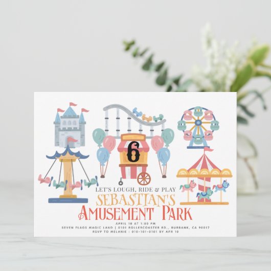 Amusement Park Kind is jarig Kaart (Staand voorkant)