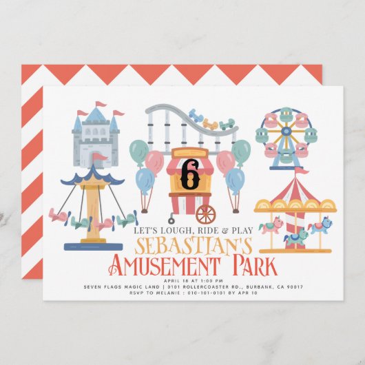 Amusement Park Kind is jarig Kaart (Voorkant / Achterkant)