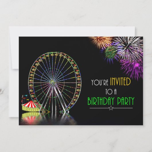 AMUSEMENT PARK THEME BIRTHDAY PARTY INVITATION KAART (Voorkant)