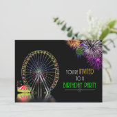 AMUSEMENT PARK THEME BIRTHDAY PARTY INVITATION KAART (Staand voorkant)