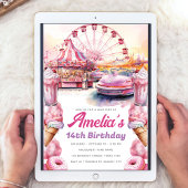 Amusement Park Verjaardagsfeestje Waterverf Custom Kaart