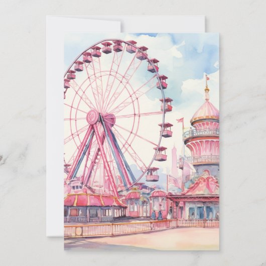 Amusement Park Verjaardagsfeestje Waterverf Custom Kaart (Achterkant)
