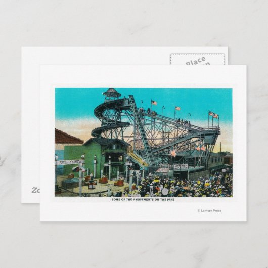 Amusement Rides at the Pike, Long Beach Briefkaart (Voorkant / Achterkant)