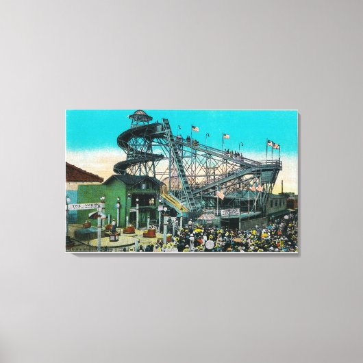 Amusement Rides at the Pike, Long Beach Canvas Afdruk (Voorkant)