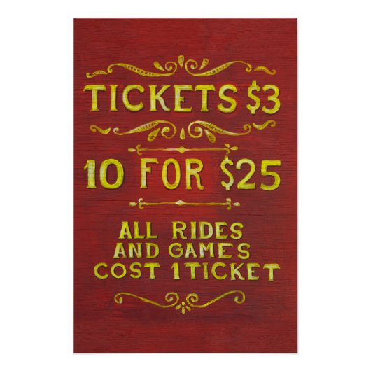 Amusement - Tickets 3 dollar Poster (Voorkant)