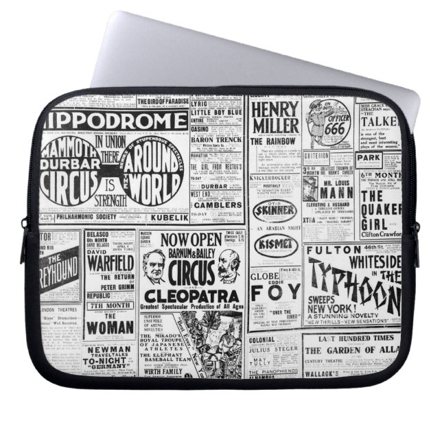 AMUSEMENTS Barnum Bailey Eddie Foy HIPPODROME Laptop Sleeve (Voorkant)