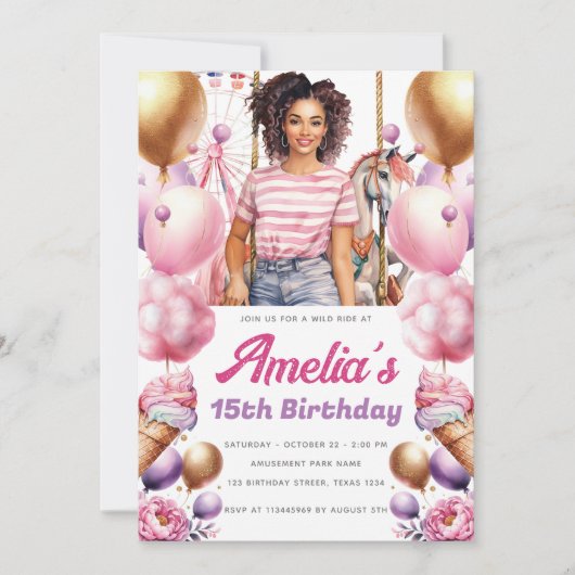 Amusementspark Afro-Amerikaanse verjaardag Kaart (Voorkant)