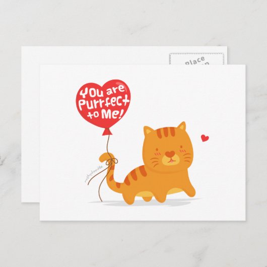 Amusing Pun Love Humor Cute Kitty Cat Cartoon Briefkaart (Voorkant / Achterkant)