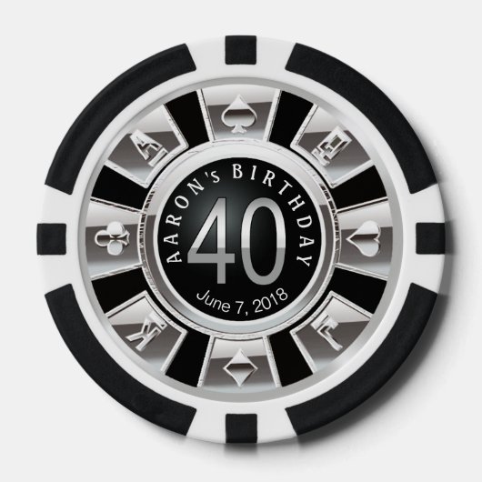 Amy 40 Verjaardag Vegas Casino Chip Zilver Zwart2 (Voorkant)