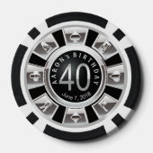 Amy 40 Verjaardag Vegas Casino Chip Zilver Zwart2 (Achterkant)