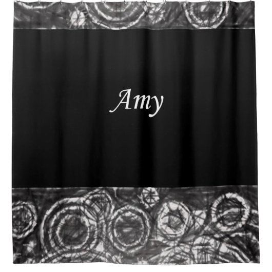 Amy Black White showergordijn Douchegordijn (Voorkant)