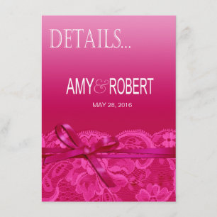 Amy Bows lint en kant details fuchsia Kaart