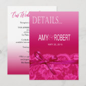 Amy Bows linten strik en kantdetails fuchsia Kaart (Voorkant / Achterkant)