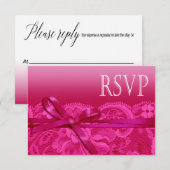 Amy Bows Ribbon & Lace RSVP fuschia (Voorkant / Achterkant)