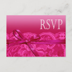 Amy Bows Ribbon & Lace RSVP fuschia Kaartje
