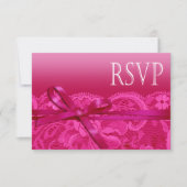 Amy Bows Ribbon & Lace RSVP fuschia Kaartje (Voorkant)