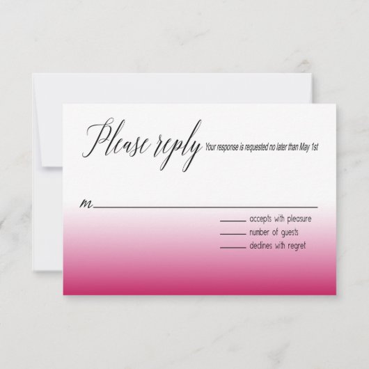 Amy Bows Ribbon & Lace RSVP fuschia Kaartje (Achterkant)