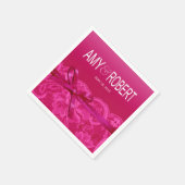 Amy Bows Ribbon & Lace Wedding Fuschia Servet (Hoek)