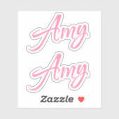 Amy Decoratieve Naam in Roze x2 Sticker (Vel)