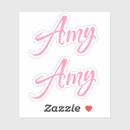 Amy Decoratieve Naam in Roze x2 Sticker (Vel)