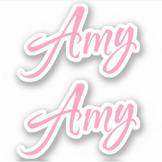 Amy Decoratieve Naam in Roze x2 Sticker (Voorkant)