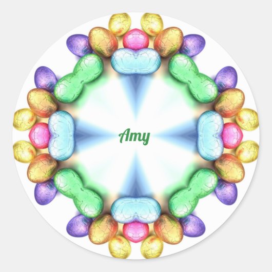 AMY ~ EENVOUDIGER WOW! eitjes voor paasschenken ~ Ronde Sticker (Voorkant)